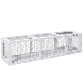 PawHut Outdoor Cat Tunnel with Extendable Design, 59" L Wooden Cat Run with Weather Protection, Connecting Inside and Outside, for Deck Patios