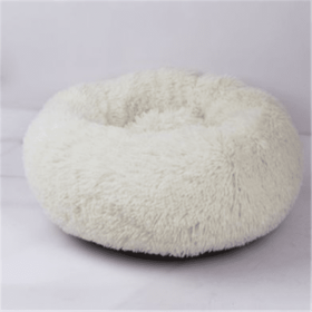 Round Long Hairy Autumn And Winter Nest Pad Cat Mattress (Option: White-70cm)