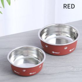 Dog Bowl Cat Bowl For Food And Water, Stainless Steel Pet Feeding Bowl, Durable Non-Skid Insulated Heavy Duty With Rubber Bottom For Medium Large Dogs (Color: Red, size: m)