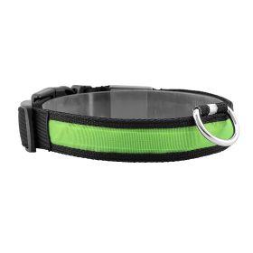 LED Dog Collar USB Rechargeable Adjustable Dog Safety Collar Night Safety Flashing Luminous Light up Collar (Color: green, size: l)
